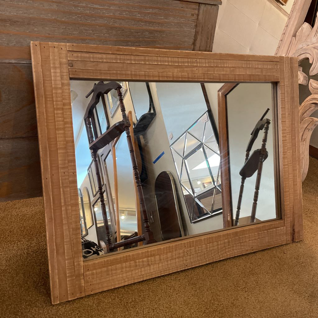 Rustic Light Wood Frame Rectangular Miirror C MIRRORS