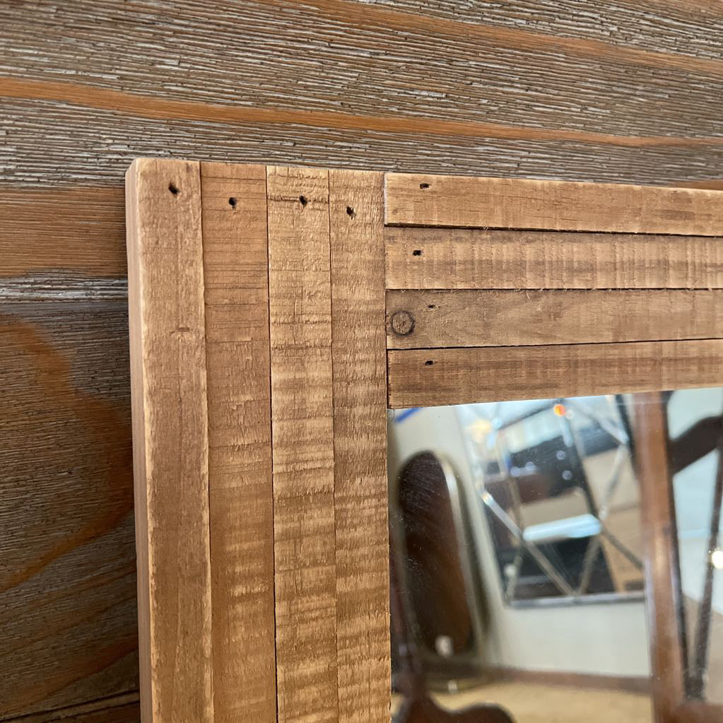 Rustic Light Wood Frame Rectangular Miirror C MIRRORS