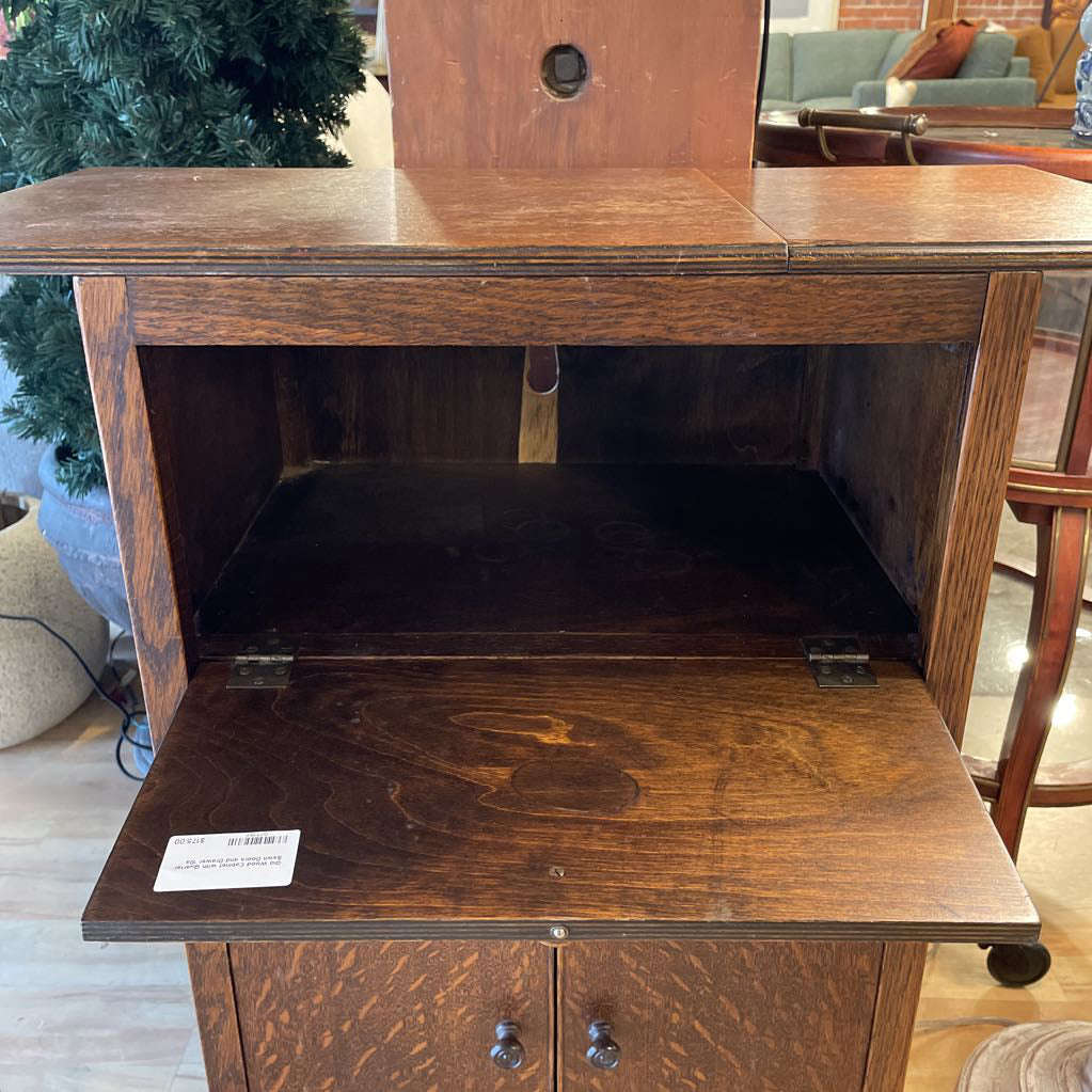 Old Wood Cabinet with Quarter Sawn Doors and Drawer