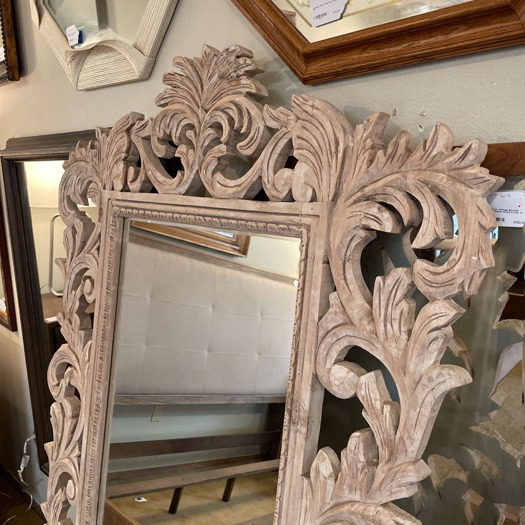 White Carved Wood Frame Mirror C MIRRORS