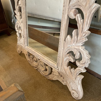 White Carved Wood Frame Mirror C MIRRORS