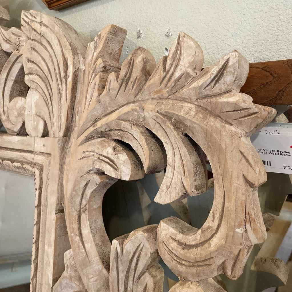 White Carved Wood Frame Mirror C MIRRORS