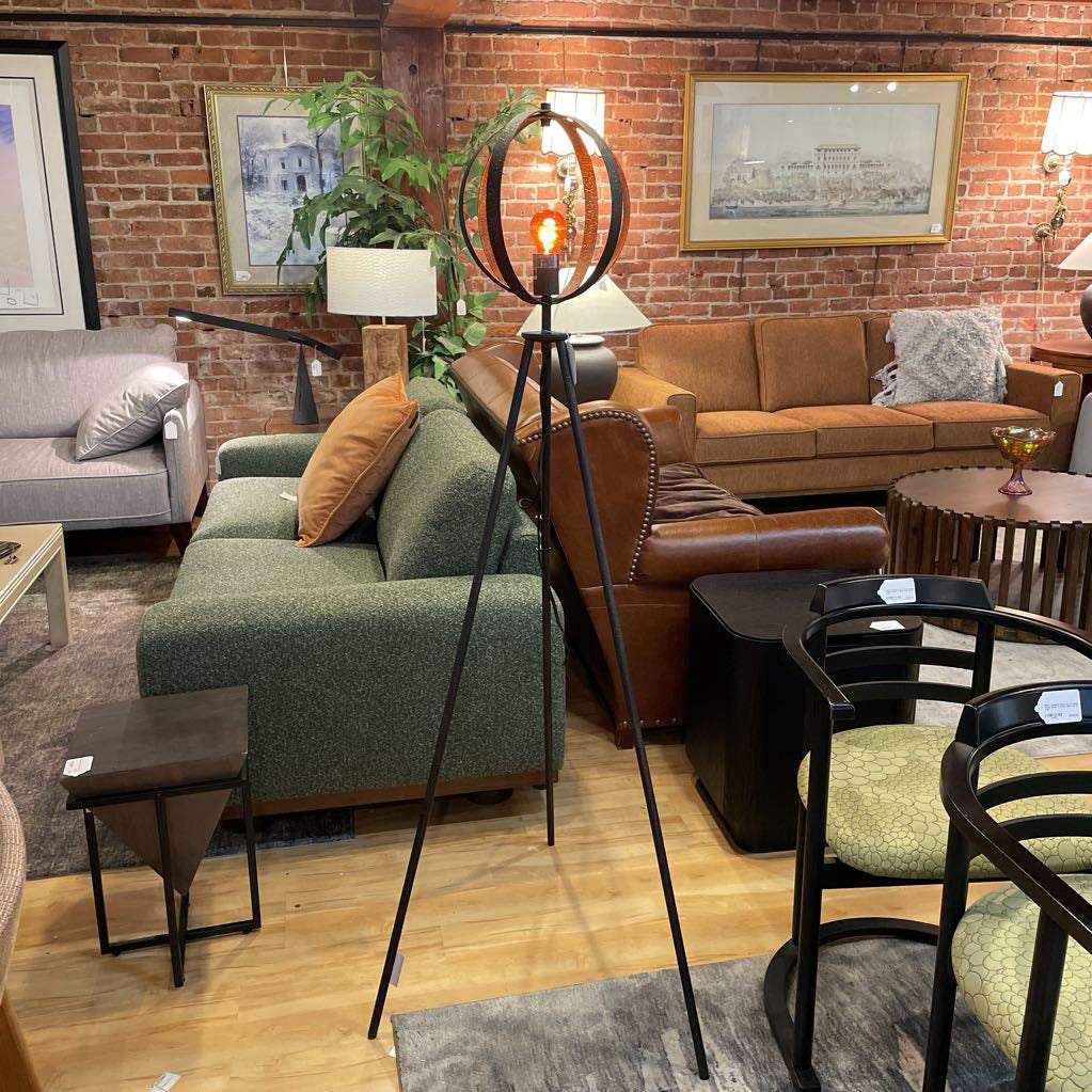 Tripod Black Floor Lamp with Ball/Loops Top