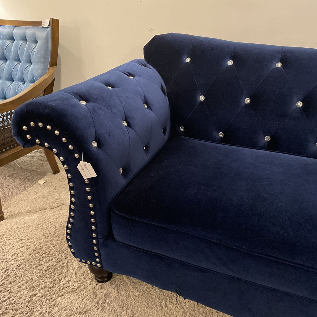 Blue Velvet Bejewelled Corner Sectional