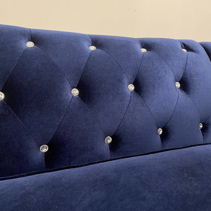 Blue Velvet Bejewelled Corner Sectional