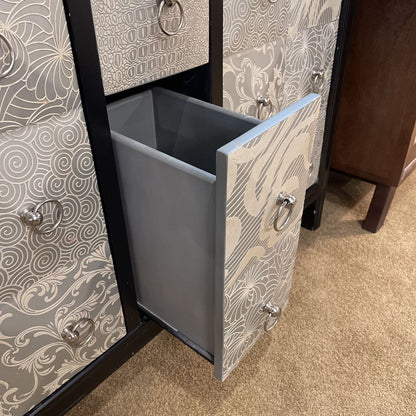 Black Cabinet w Ornate Silver Front Cabinet - As Is