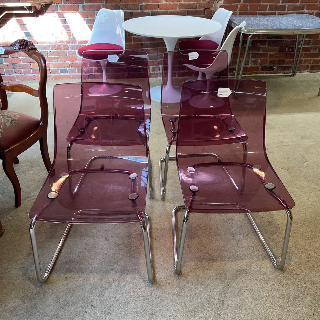 IKEA Tobias Clear Purple Dining Chairs SET of 4