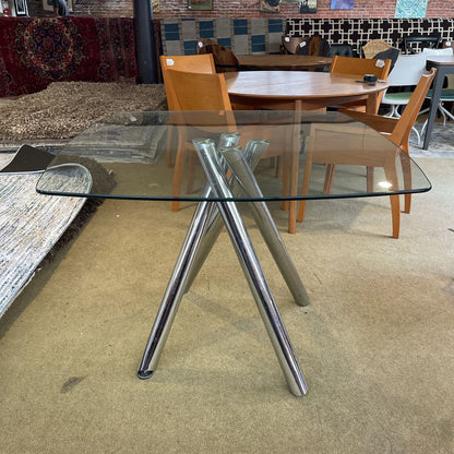 Chrome Bundle O' Legs Glass Top Dining Table
