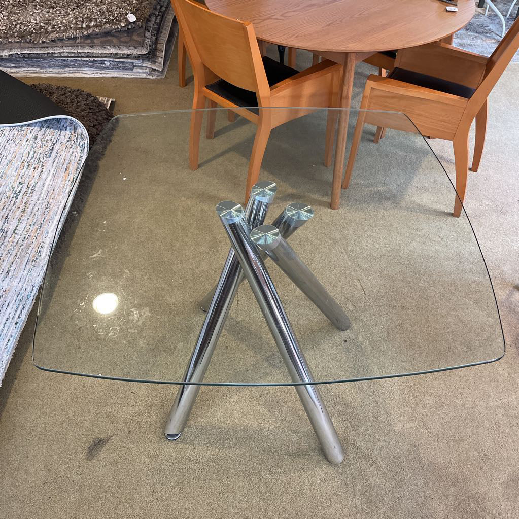 Chrome Bundle O' Legs Glass Top Dining Table