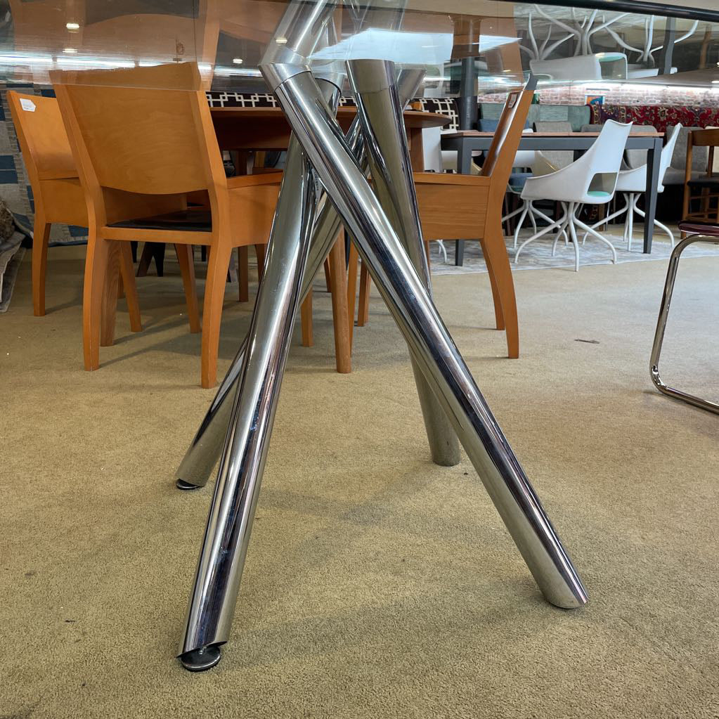 Chrome Bundle O' Legs Glass Top Dining Table