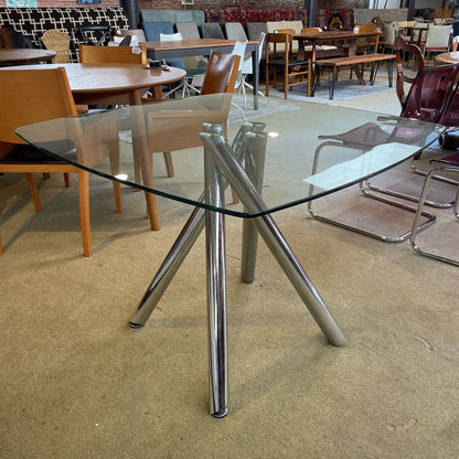Chrome Bundle O' Legs Glass Top Dining Table