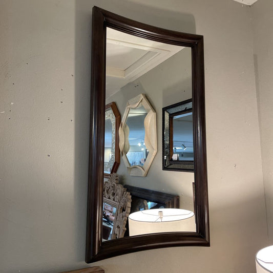 Dark Wood Frame Mirror with Bowed Top and Bottom C MIRRORS