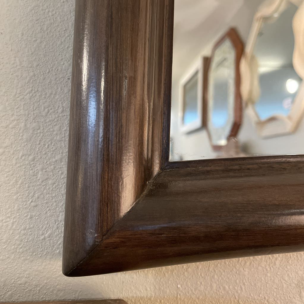 Dark Wood Frame Mirror with Bowed Top and Bottom C MIRRORS