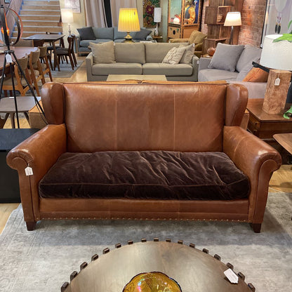 Studded Leather Wingback Sofa with Mohair Seat U SOFAS