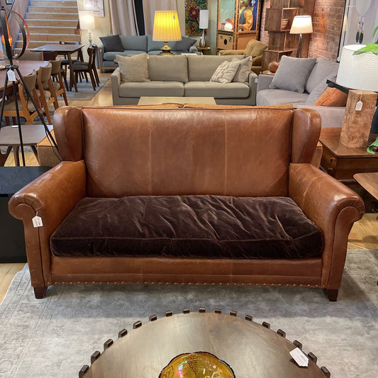 Studded Leather Wingback Sofa with Mohair Seat U SOFAS