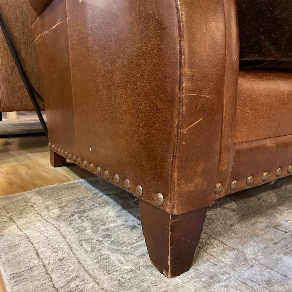 Studded Leather Wingback Sofa with Mohair Seat U SOFAS