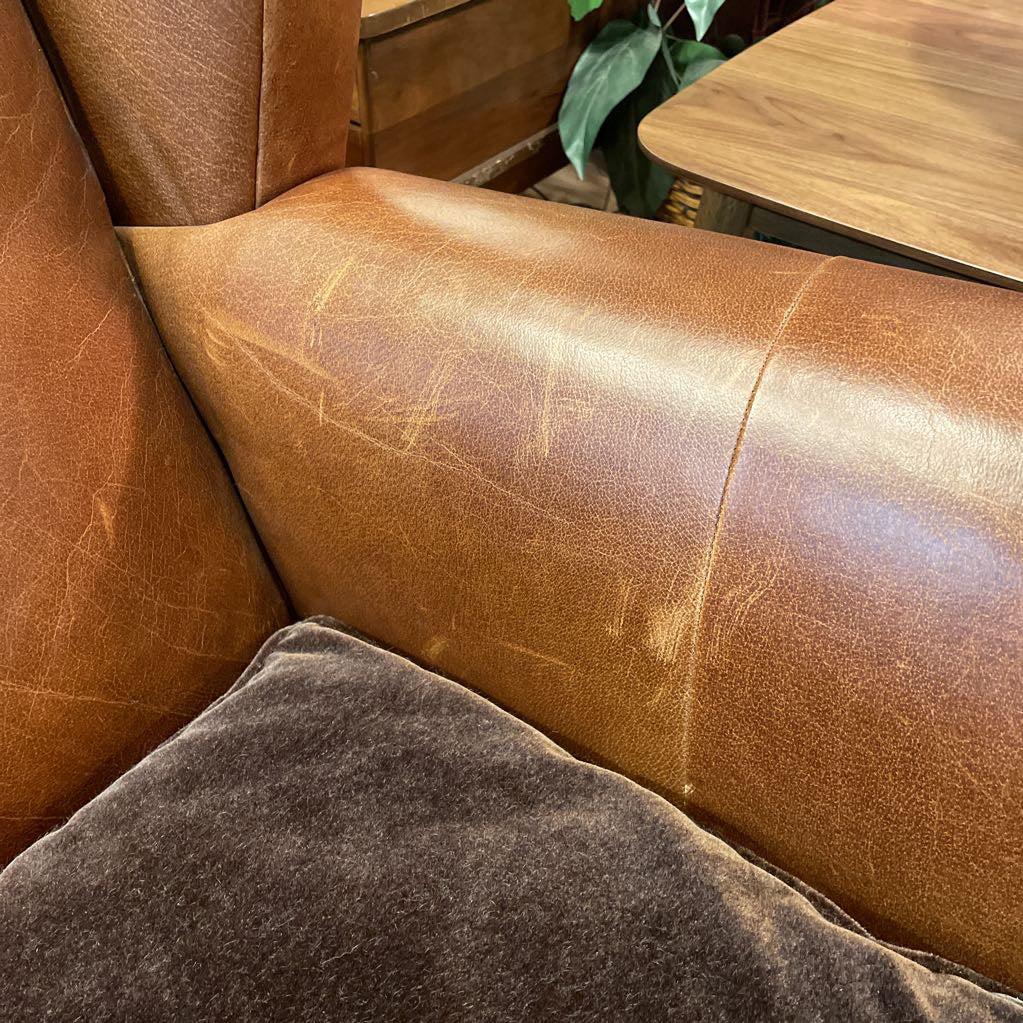 Studded Leather Wingback Sofa with Mohair Seat U SOFAS