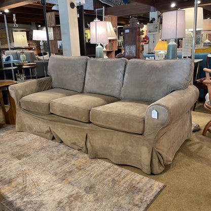 Curved Arm Slip Cover Sofa w/ Additional White Slip Cover