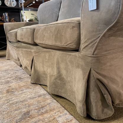 Curved Arm Slip Cover Sofa w/ Additional White Slip Cover