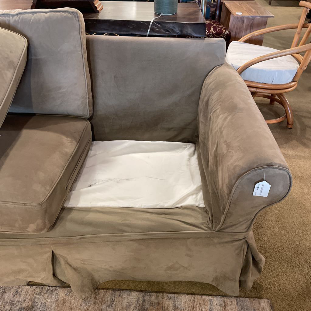 Curved Arm Slip Cover Sofa w/ Additional White Slip Cover