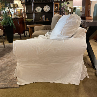 Curved Arm Slip Cover Sofa w/ Additional White Slip Cover
