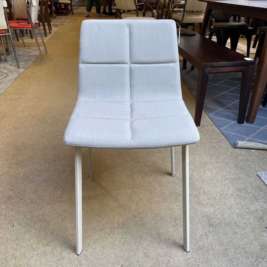 BluDot Contemporary Gray Upholstry White Leg Dining Chair