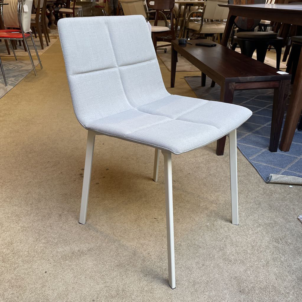 BluDot Contemporary Gray Upholstry White Leg Dining Chair