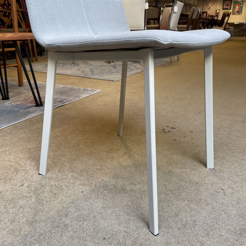 BluDot Contemporary Gray Upholstry White Leg Dining Chair