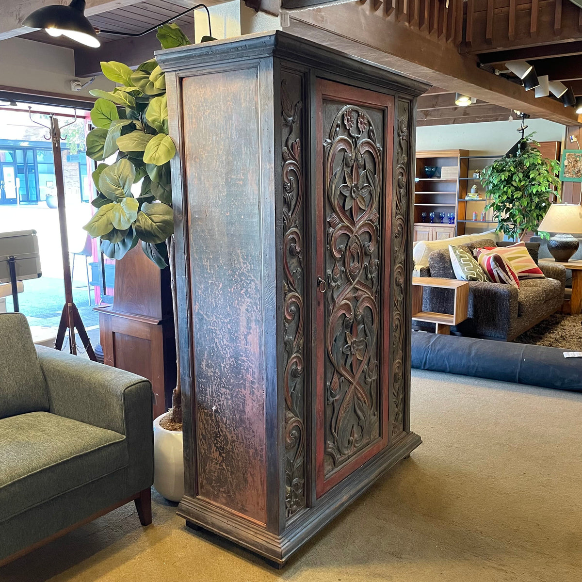 David Smith Indonesian Carved Armoire