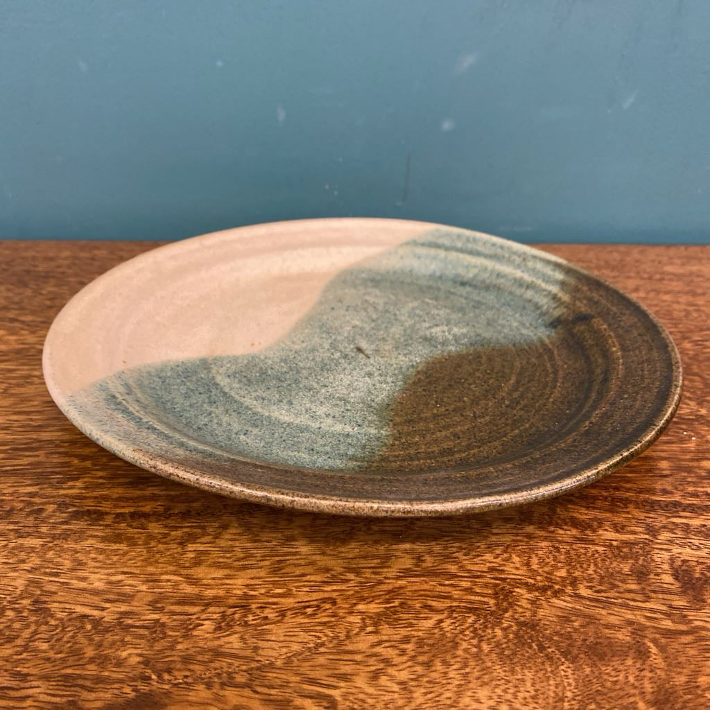 Brown Teal Glaze Stoneware Plate SMALLS