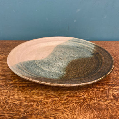 Brown Teal Glaze Stoneware Plate SMALLS