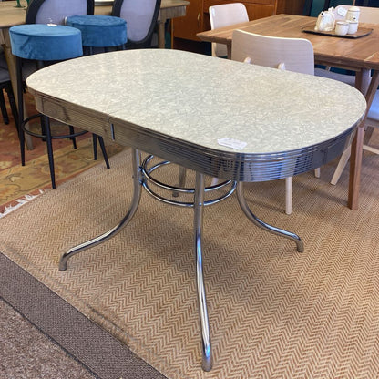 Small Vintage Chrome Edge Table w/Extra Leaf (AS IS)