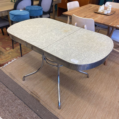 Small Vintage Chrome Edge Table w/Extra Leaf (AS IS)
