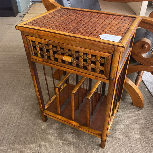 Woven Rattan Magazine Rack Side Table