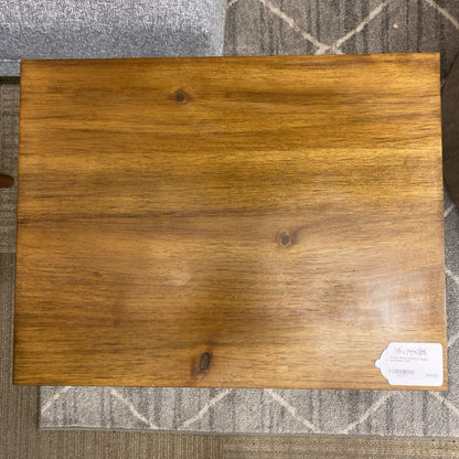 Wood Finish Metal C Table w/Drawer
