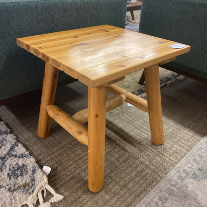 Pine Log Leg Side Table