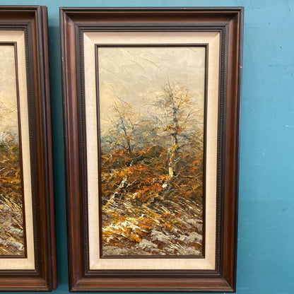 Vintage Signed Duck Marsh Triptych