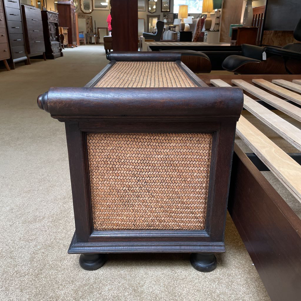 Scrolled Arm Woven Top/Sides Entry Bench