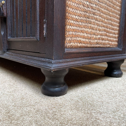 Scrolled Arm Woven Top/Sides Entry Bench