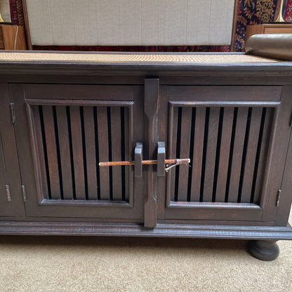 Scrolled Arm Woven Top/Sides Entry Bench