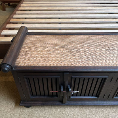 Scrolled Arm Woven Top/Sides Entry Bench