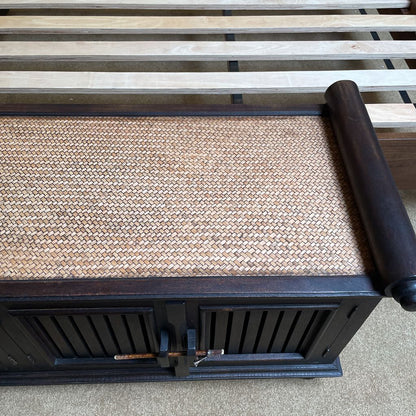 Scrolled Arm Woven Top/Sides Entry Bench