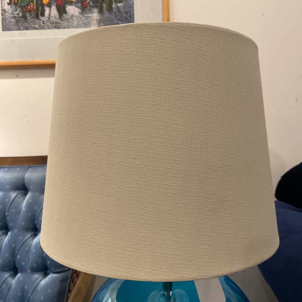 Round Bright Blue Glass Lamp with Blue Ball Finial