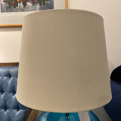 Round Bright Blue Glass Lamp with Blue Ball Finial