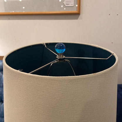 Round Bright Blue Glass Lamp with Blue Ball Finial