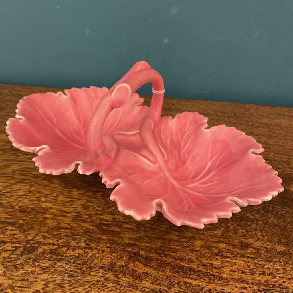 Vintage Pink Ceramic Leaves Dish SMALLS
