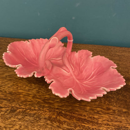 Vintage Pink Ceramic Leaves Dish SMALLS