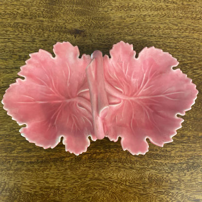 Vintage Pink Ceramic Leaves Dish SMALLS