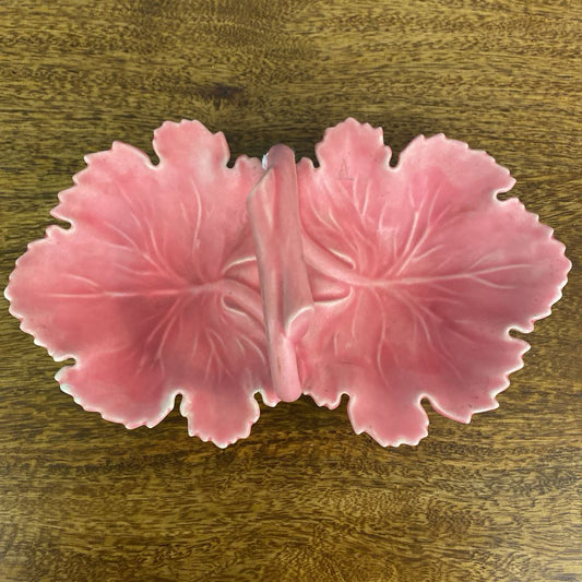 Vintage Pink Ceramic Leaves Dish SMALLS