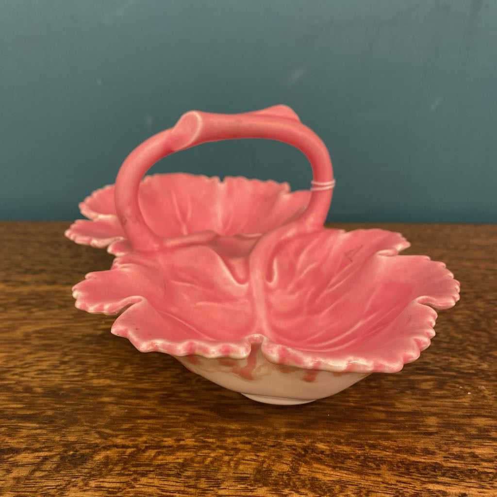 Vintage Pink Ceramic Leaves Dish SMALLS